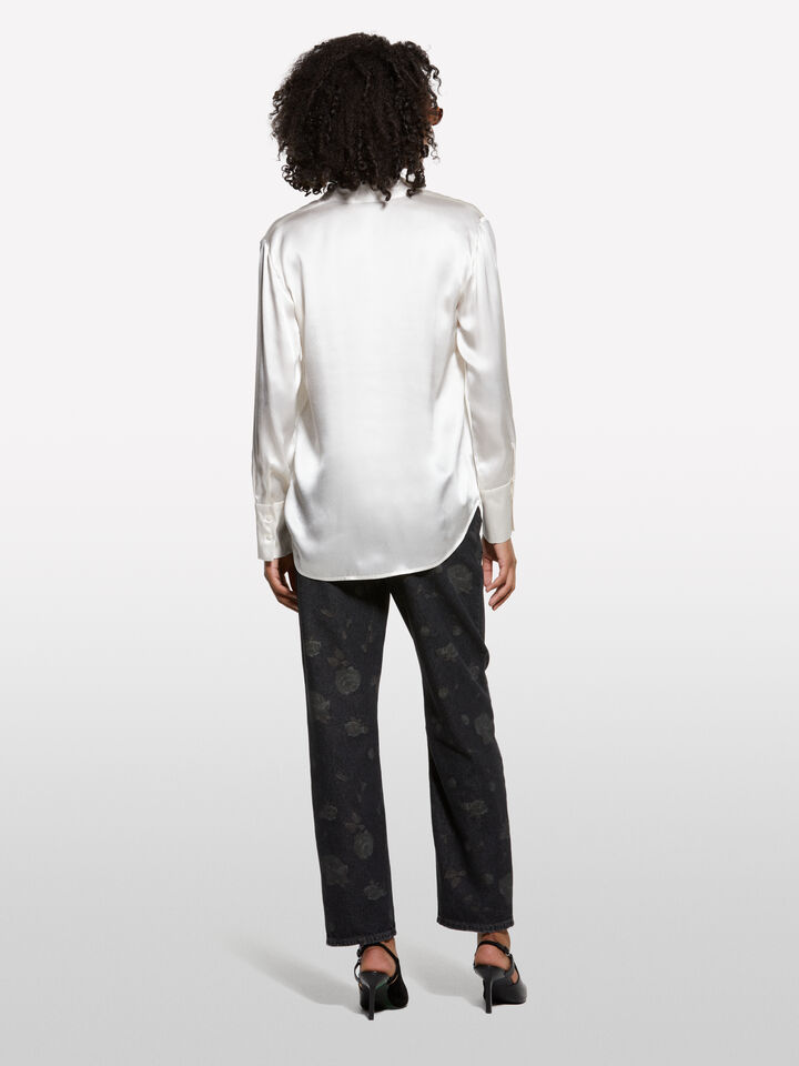 Πουκάμισο λευκό κρεμ από μετάξι. - πουκάμισα γυναικεία - Λευκο Κρεμ | Sisley image number 2